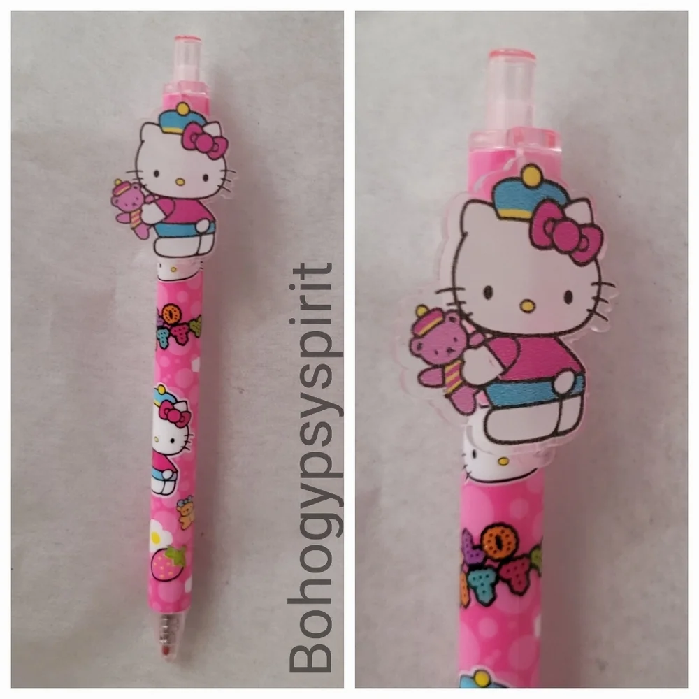 Set of 6 - Sanrio Hello Kitty Kawaii Acrylic Charm Ballpoint Pens
